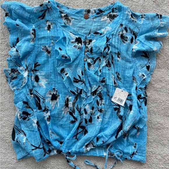 NWT Free People Naya Printed Top in Blue - Picture 5 of 11